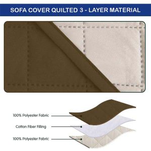 Quilted Sofa Cover With Pocket | Camel