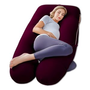 Maroon Color - U Shaped Maternity Full Body Pillow for Women with Hip, Leg, Back, Belly Support U - shaped Bed Pillow options.