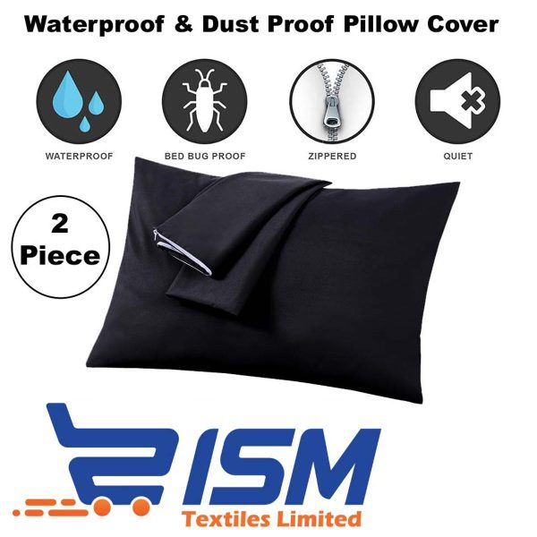 Waterproof Pillow Protector Set Of 2 Pillow Case Anti Mites Bed Bug Proof Zipper Pillow Cover ISM Online shopping Store