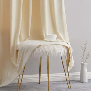 Pair Of Premium Velvet Eyelet Curtain- Off White
