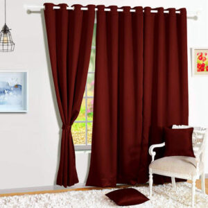 Plain Dyed Eyelet Curtains (Meroon)