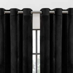 Pair Of Premium Velvet Eyelet Curtain- Black Color