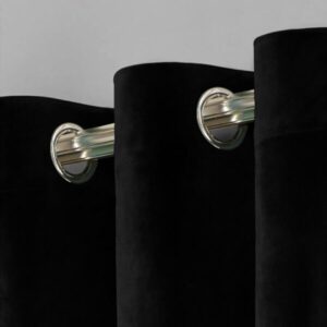 Pair Of Premium Velvet Eyelet Curtain- Black Color