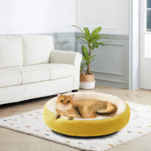 Round Velvet Cat Bed – Super Soft Cozy Plush Cushion Sleeping Bed for Cats