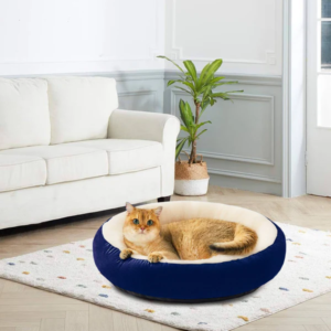 Round Velvet Cat Bed – Super Soft Cozy Plush Cushion Sleeping Bed for Cats