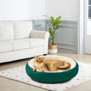 Round Velvet Cat Bed – Super Soft Cozy Plush Cushion Sleeping Bed for Cats