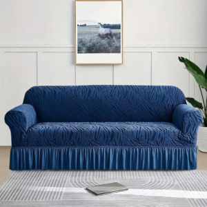 Zebra Velvet Sofa Cover Copper Brown– Stretchable Luxury Sofa Protector