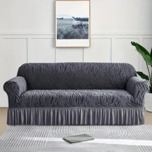 Zebra Velvet Sofa Cover Copper Brown– Stretchable Luxury Sofa Protector