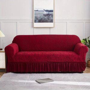 Zebra Velvet Sofa Cover Copper Brown– Stretchable Luxury Sofa Protector