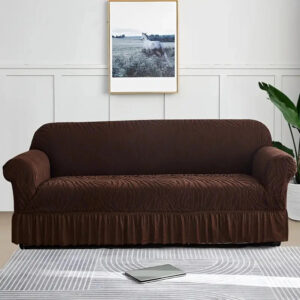 Zebra Velvet Sofa Cover Copper Brown– Stretchable Luxury Sofa Protector